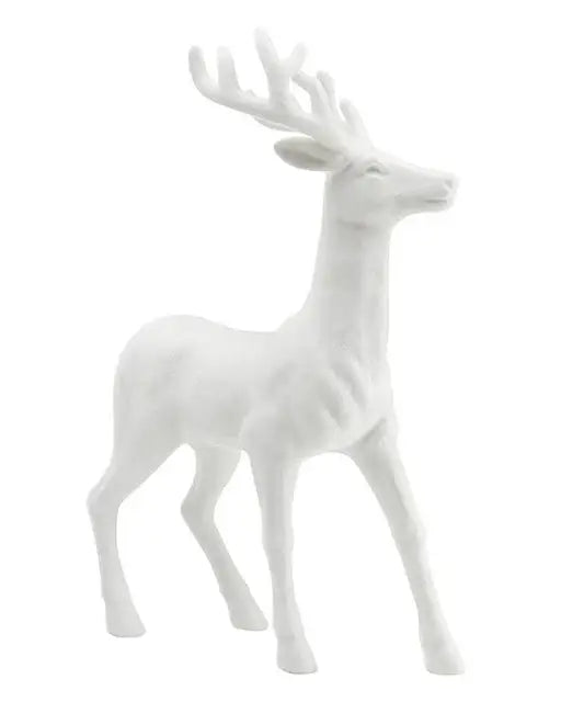 18’’ White Flocked Standing Deer - reindeer