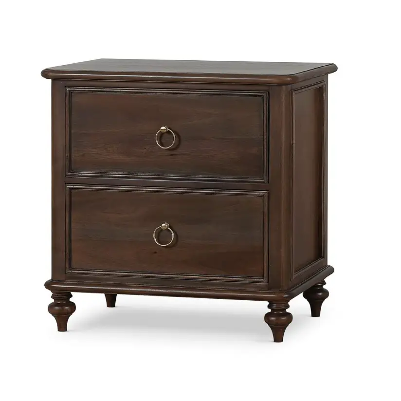 2 Drawer Walnut Bedside Table - Nightstand