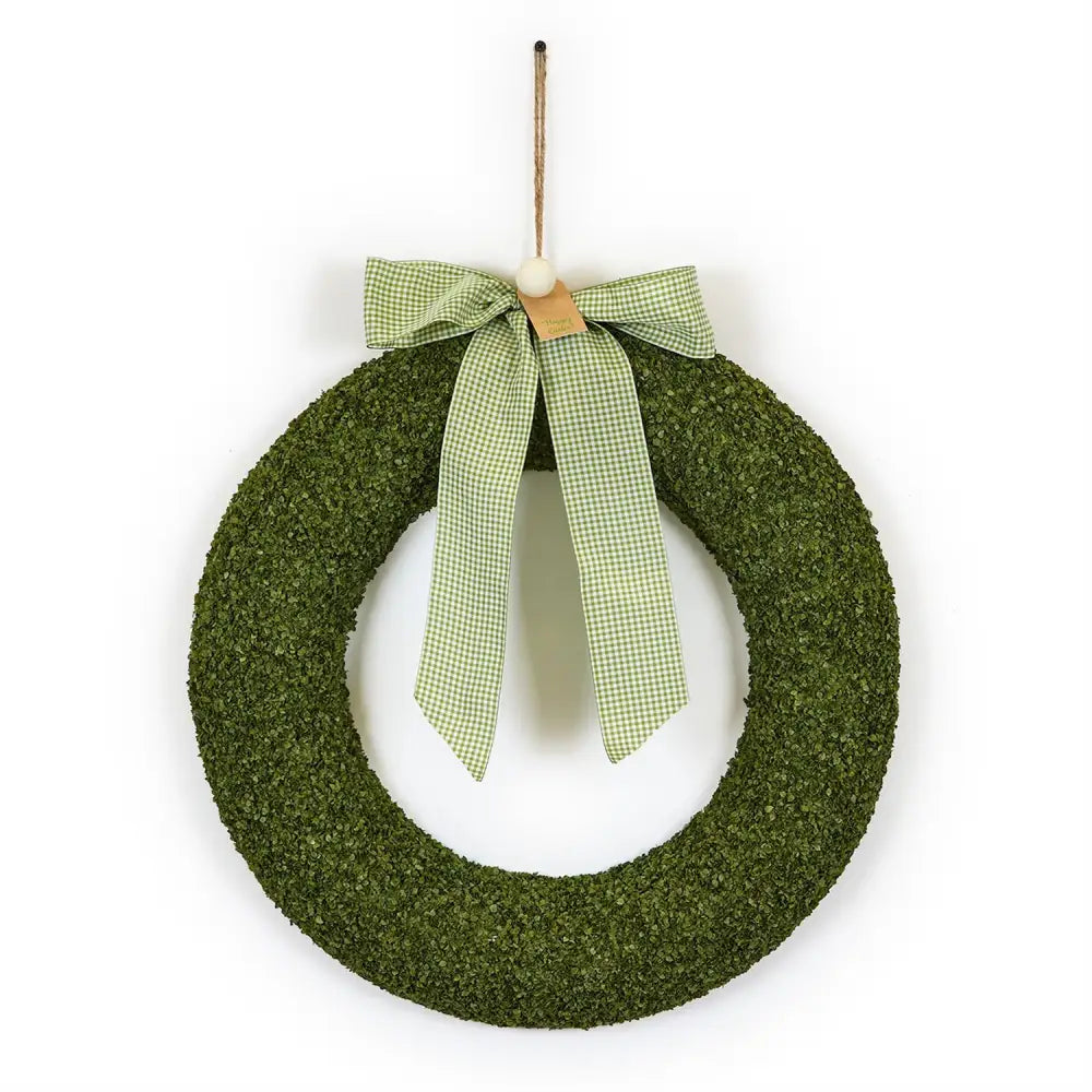 20’’ Preserved Buckwheat Easter Wreath with Gingham Bow - Easter Decor