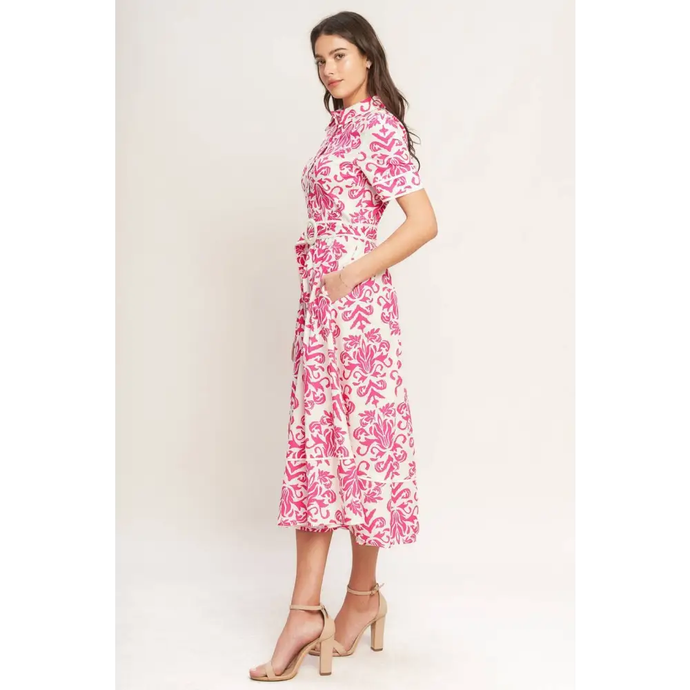 A printed woven midi shirt dress - ID22718