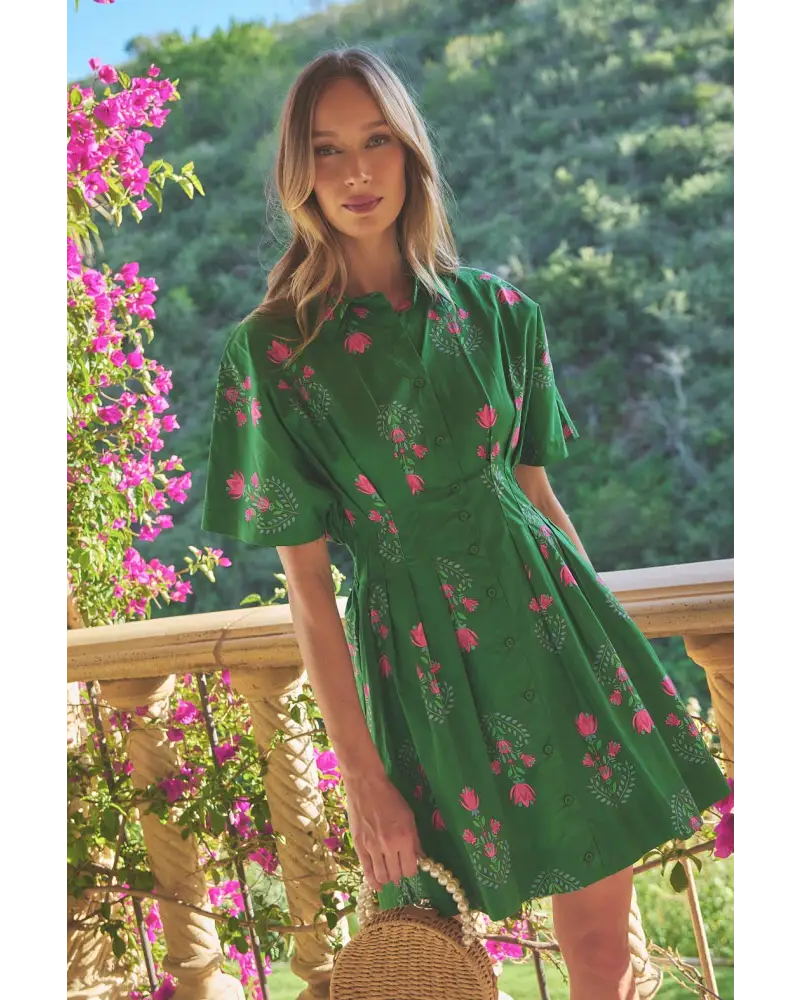 Alix Button Down Mini Dress Saura Floral