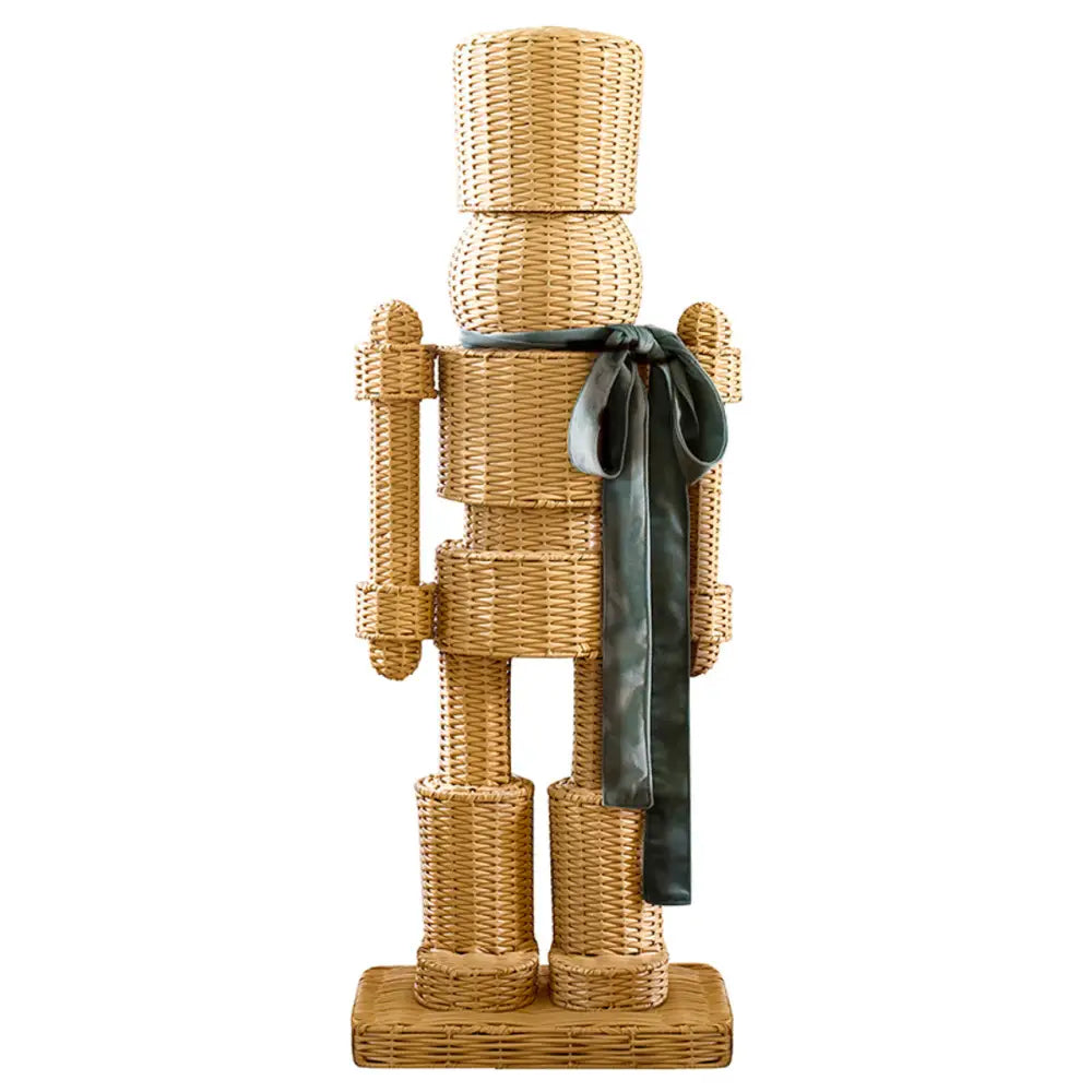 All Weather Rattan Nutcracker - Green - Christmas Decor