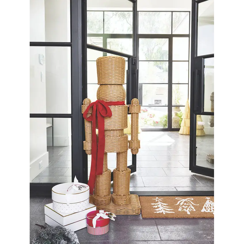 All Weather Rattan Nutcracker - Red - Christmas Decor