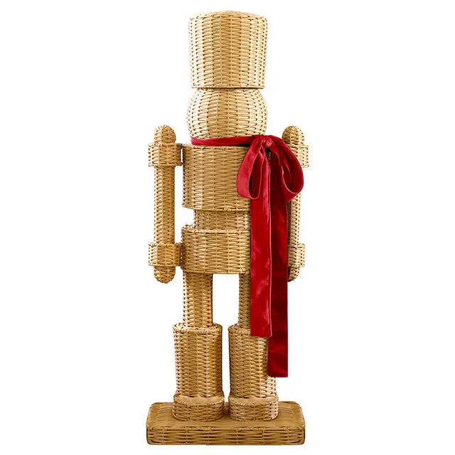 All Weather Rattan Nutcracker - Red - Christmas Decor