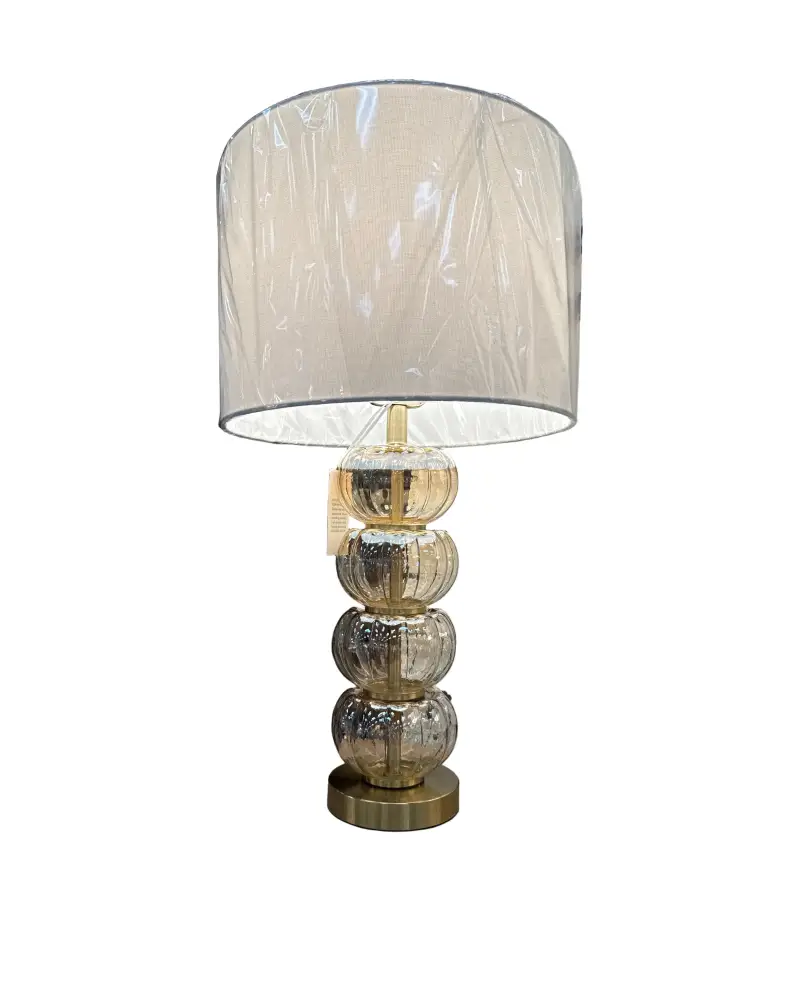 Amber Glass and Gold Table Lamp - Table Lamp