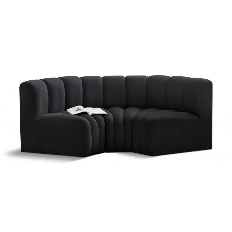 Arc 80’’ Velvet Upholstered 3pc. Modular Sectional - Armless Sofa