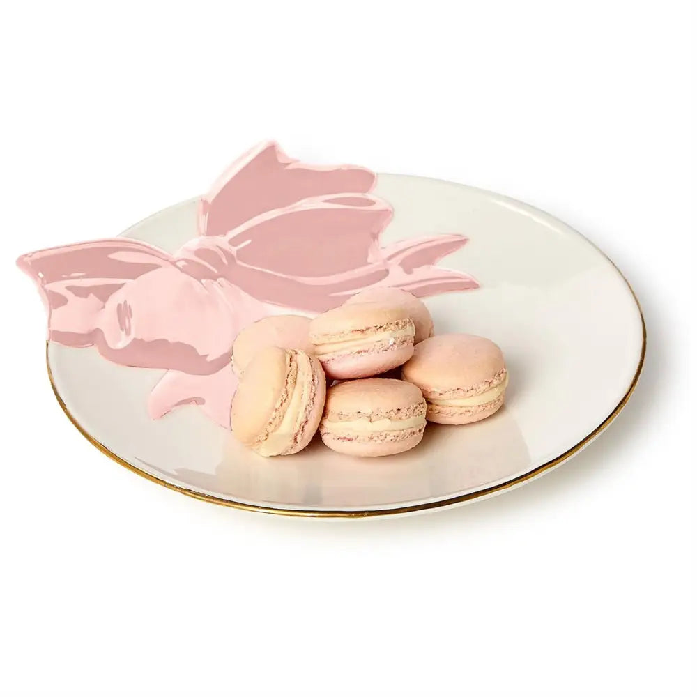 Beautiful Bow Tidbit Plate with Gold Rim Accent - DINNERWARE