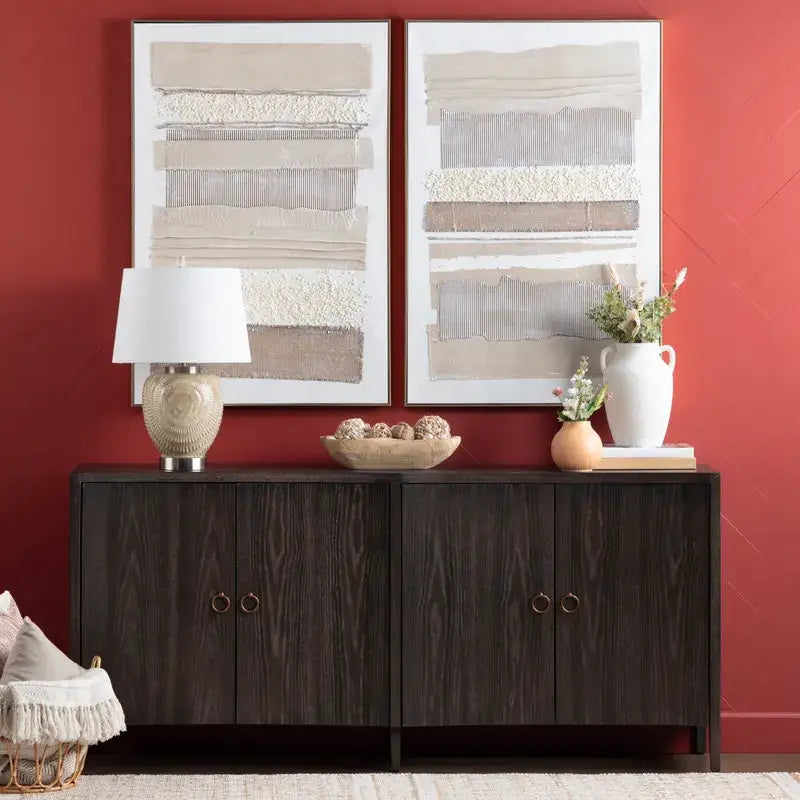 Black Four Door Sideboard - Cabinet