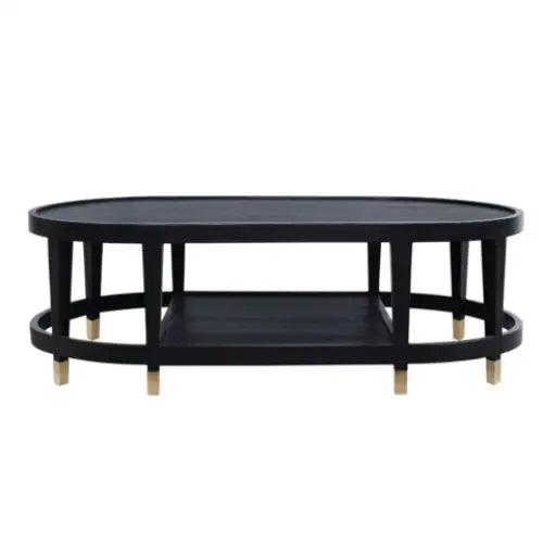 Black Oval Wood Coffee Table - Coffee Table