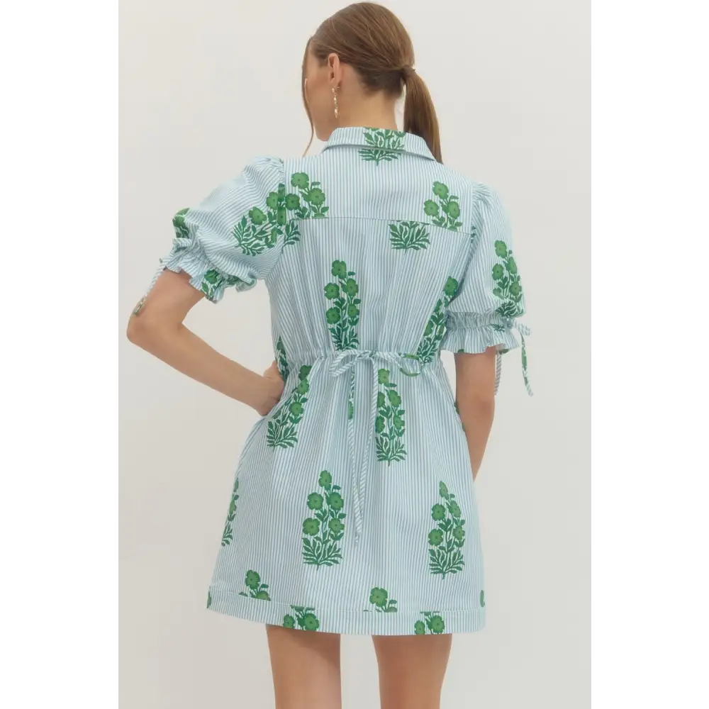 Blue and Green Stripped Dress - Dress