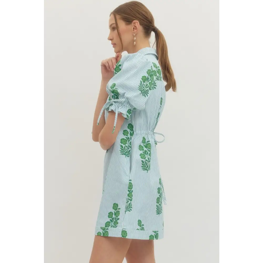 Blue and Green Stripped Dress - Dress