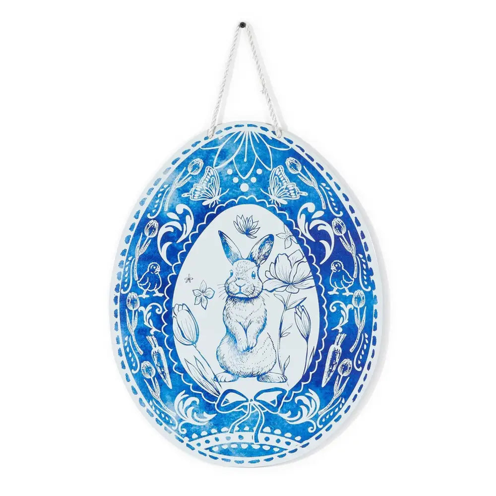 Blue and White Egg with Bunny Motif Door / Wall Hanger - Door Hanger