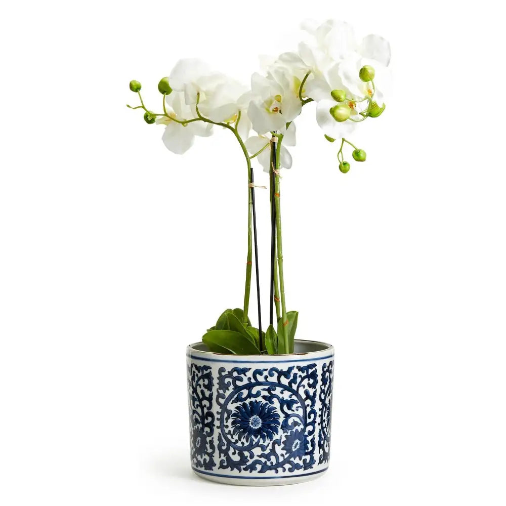 Blue and White Lotus Flower Vase/Planter - Planter