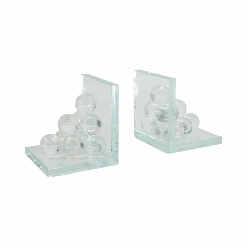 Bookends Set of 2 - Clear Crystal Spherical Accent 6 in.