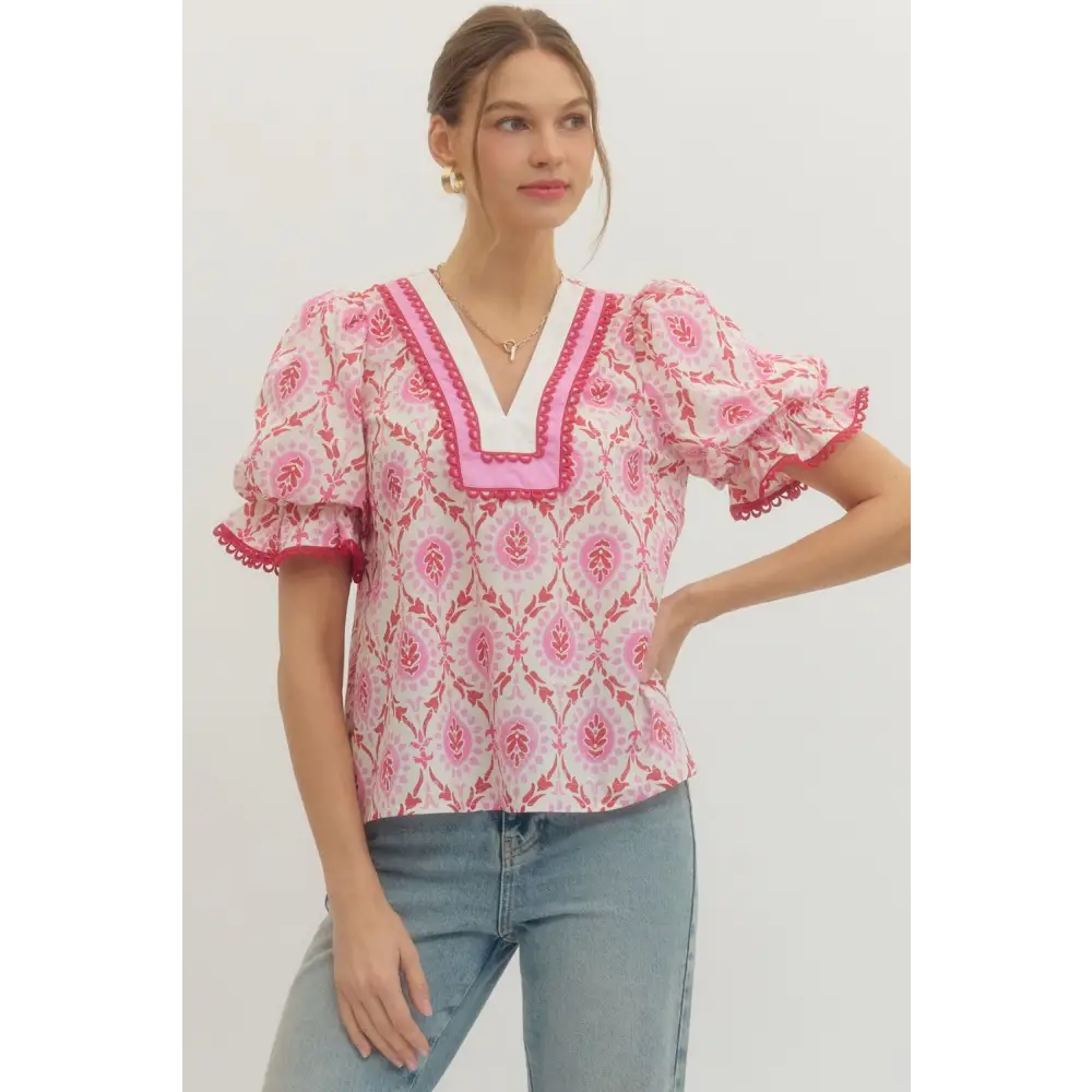 Botanical Print Blouse - Blouse