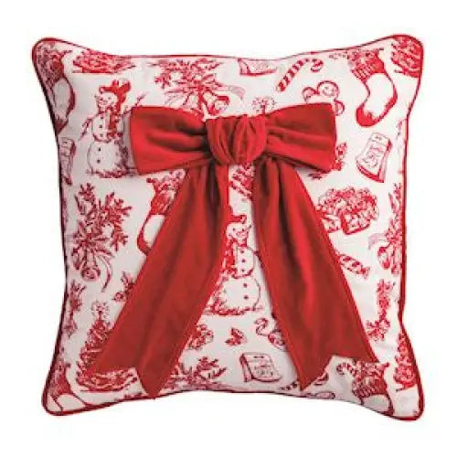BOW EMBELISHED PILLOW - Christmas Pillow