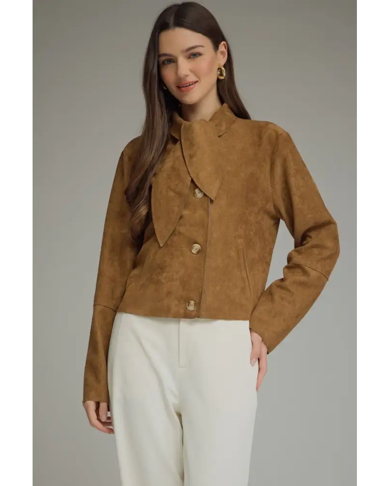 Brown Suede Jacket - S - Jacket