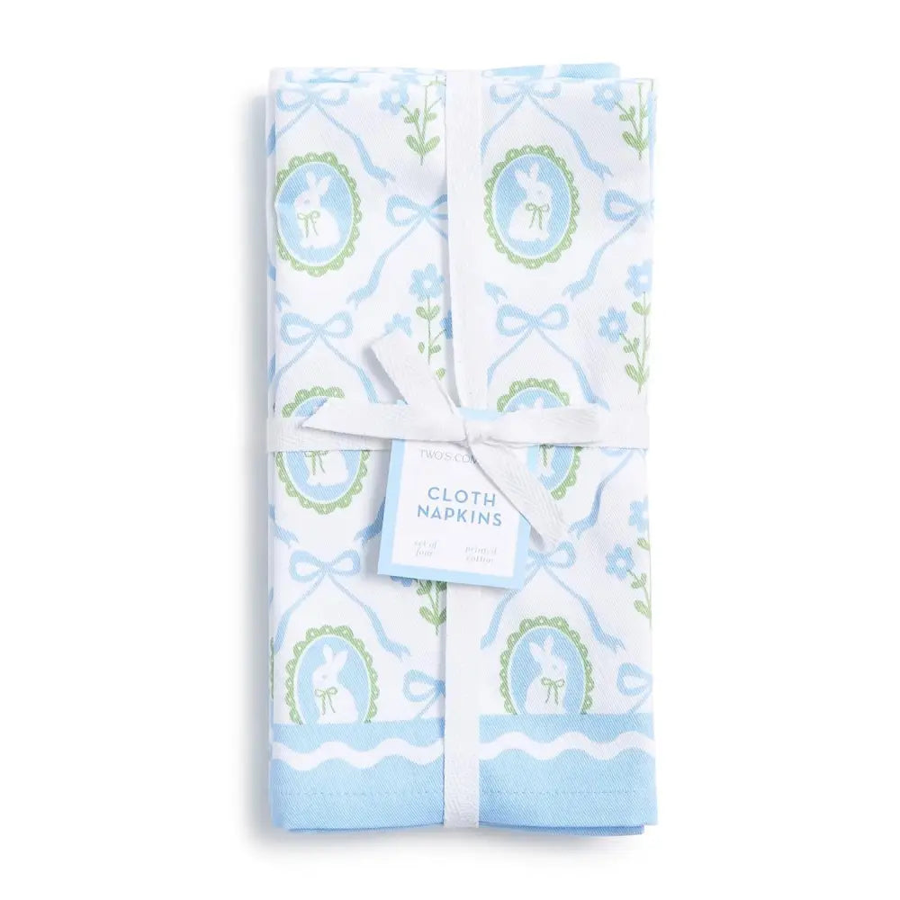Bunnies and Bows Set of 4 Cloth Napkins - NAPKINS