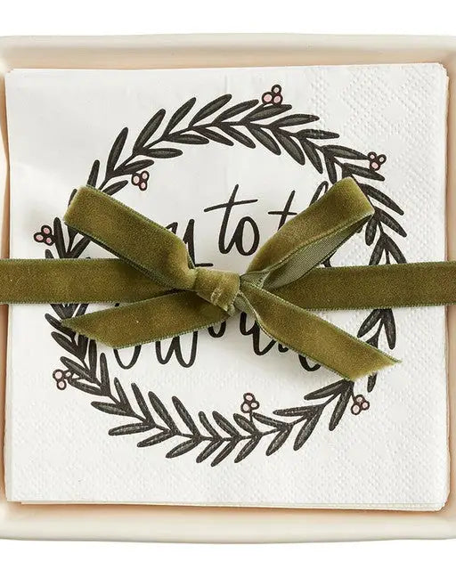 Ceramic Napkin Tray + Napkins - Joy to the World - Napkin