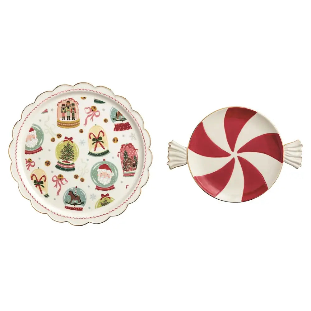 Christmas Candy Platter Set - christmas serveware