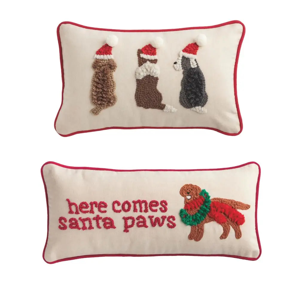 Christmas Dog Hooked Wool Pillows - Christmas Pillow
