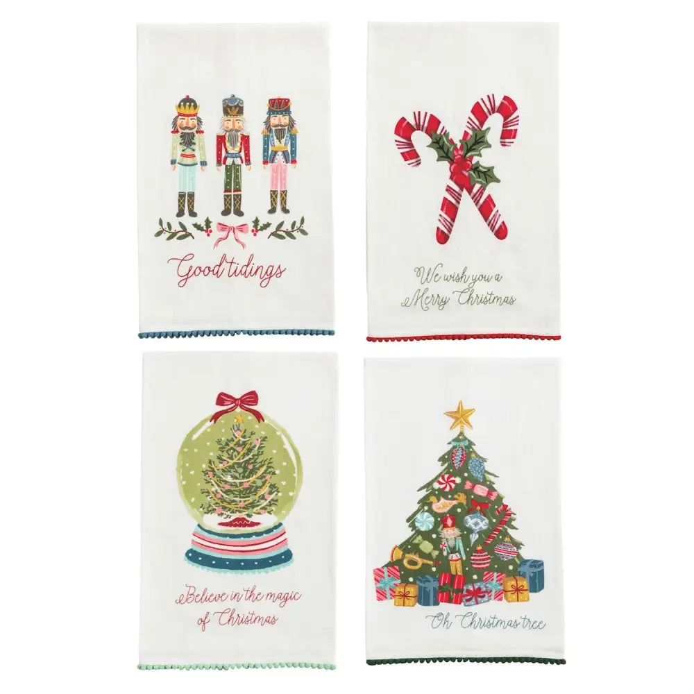 Christmas Pom Trim Towels - Christmas