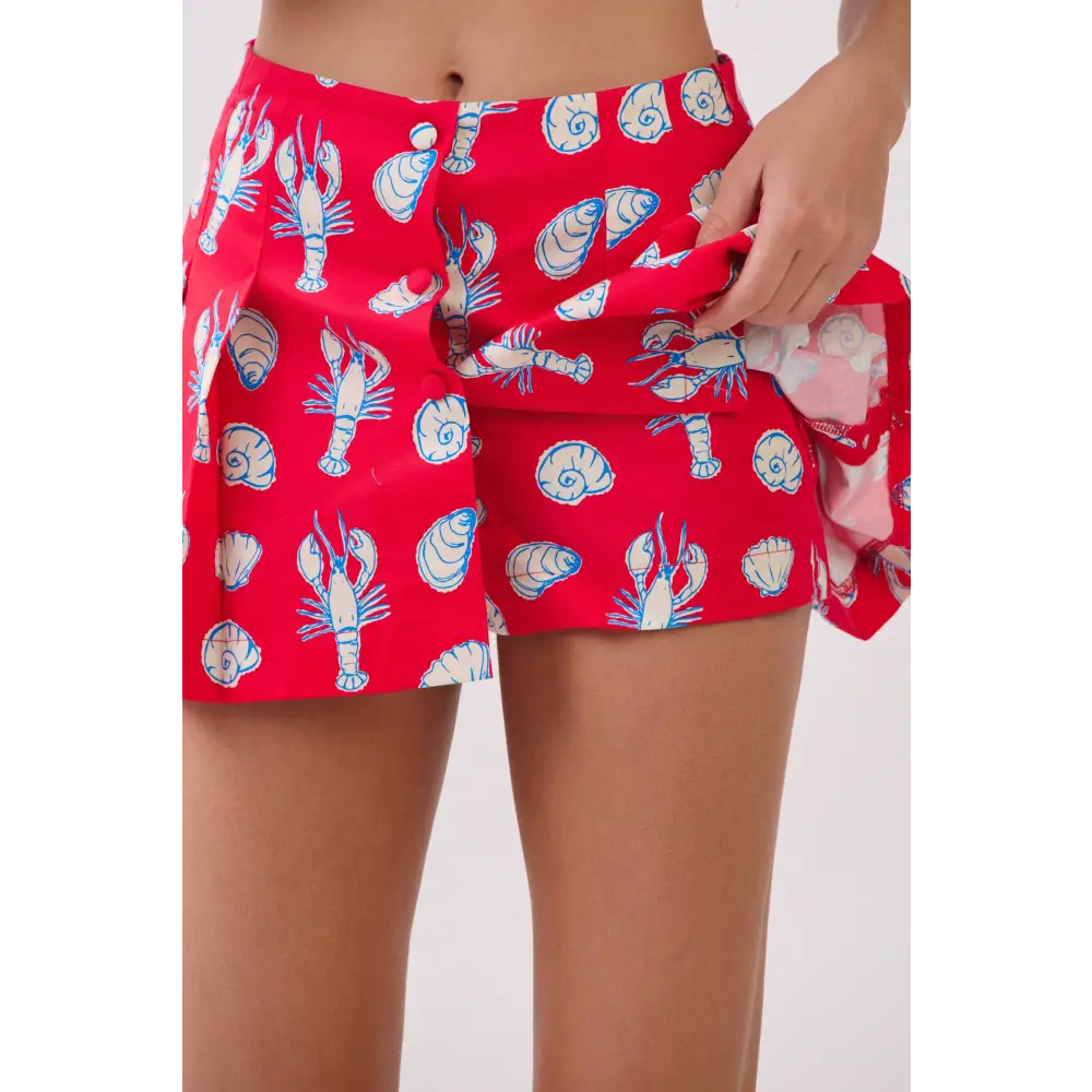 CP10373-Coastal Print Button Front Skort