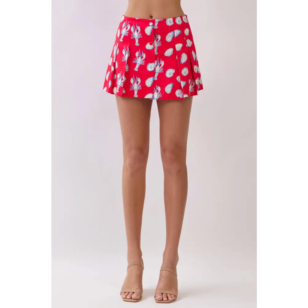 CP10373-Coastal Print Button Front Skort