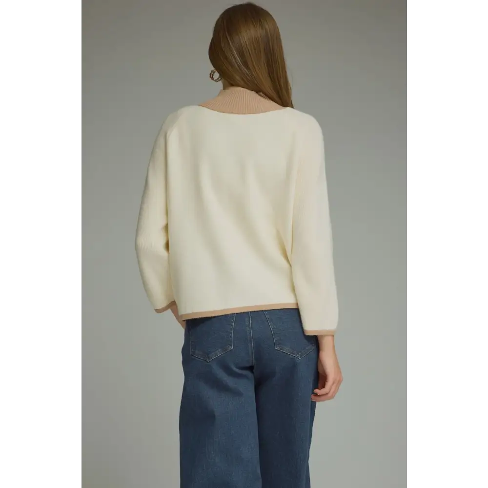 Cream Cardigan with Front Hook Closure - Cardigan