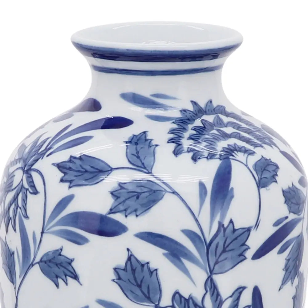 Decorative Vase - Blue/White Ceramic Chinoiserie 13 in.