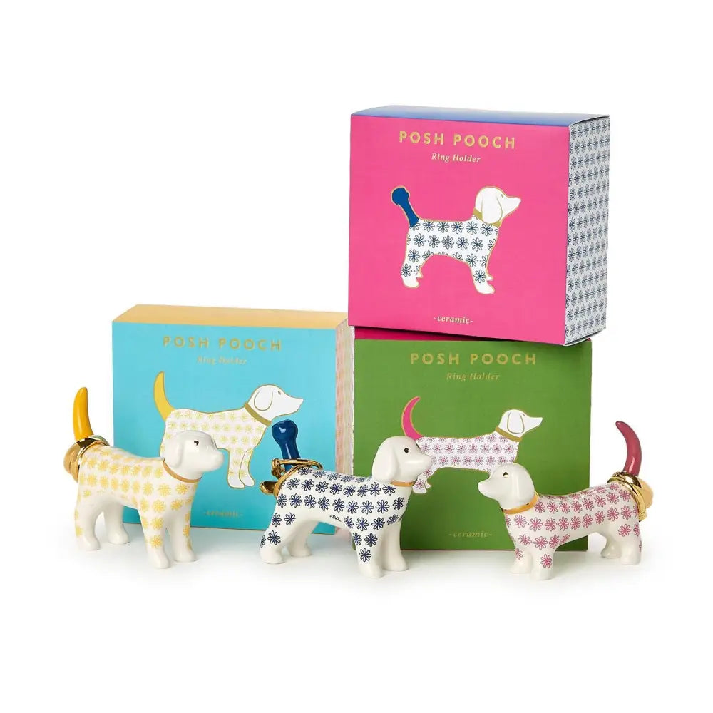 Dog Lover Ceramic Ring Holder - Yellow Flowers - Ring Holder