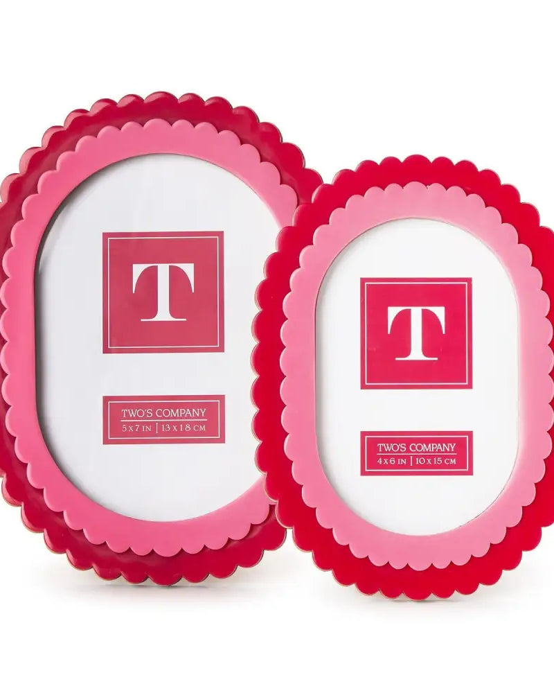 Double Scalloped Edge Pink/Dark Pink Picture Frame - Picture Frame
