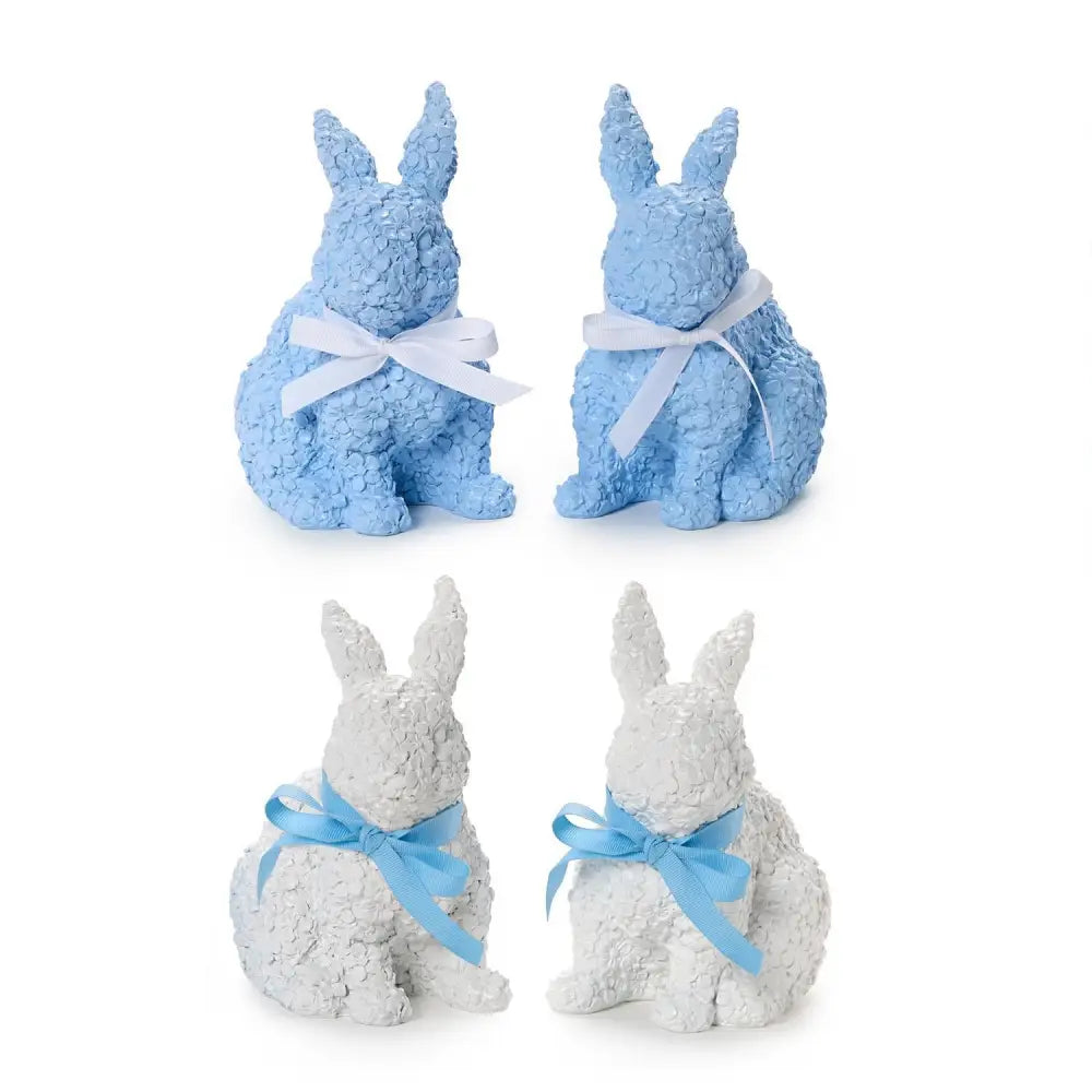 Easter Bunnies with Floral Relief Pattern - Easter Decor