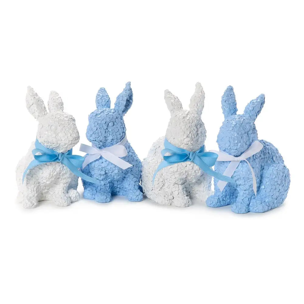 Easter Bunnies with Floral Relief Pattern - Easter Decor