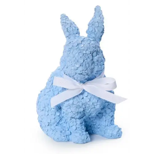 Easter Bunnies with Floral Relief Pattern - Left Blue - Easter Decor