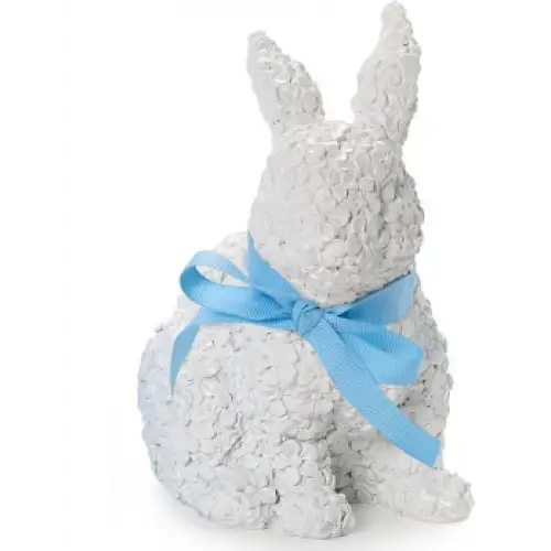 Easter Bunnies with Floral Relief Pattern - Left White - Easter Decor