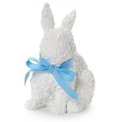 Easter Bunnies with Floral Relief Pattern - Right White - Easter Decor