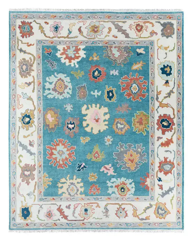 Everly Blue Hand-Knot Area Rug - 8’x10’ - Area Rug