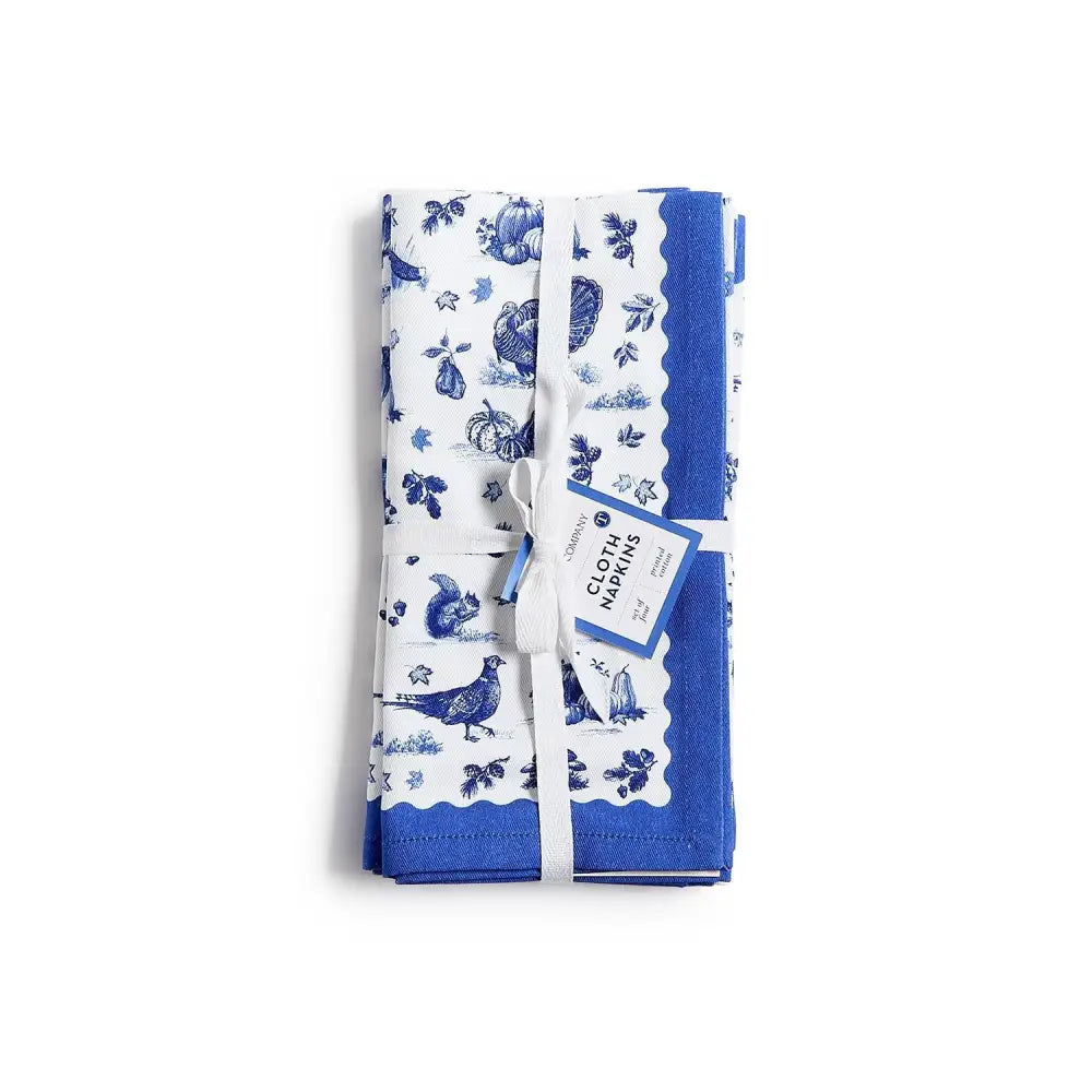 Falling For Blue Toile Set of 4 Napkins - Napkin