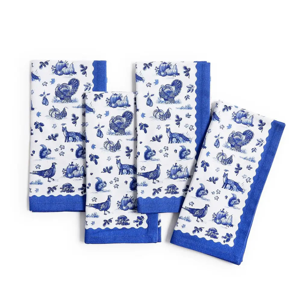 Falling For Blue Toile Set of 4 Napkins - Napkin