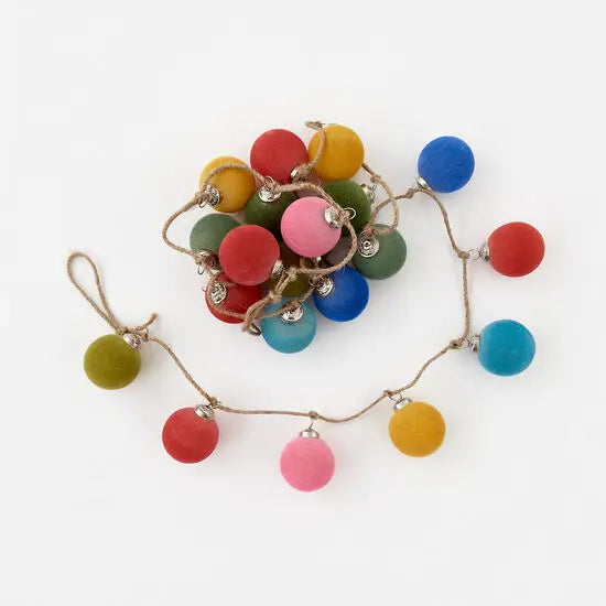 Flocked Ball Ornament Garland Christmas Decor