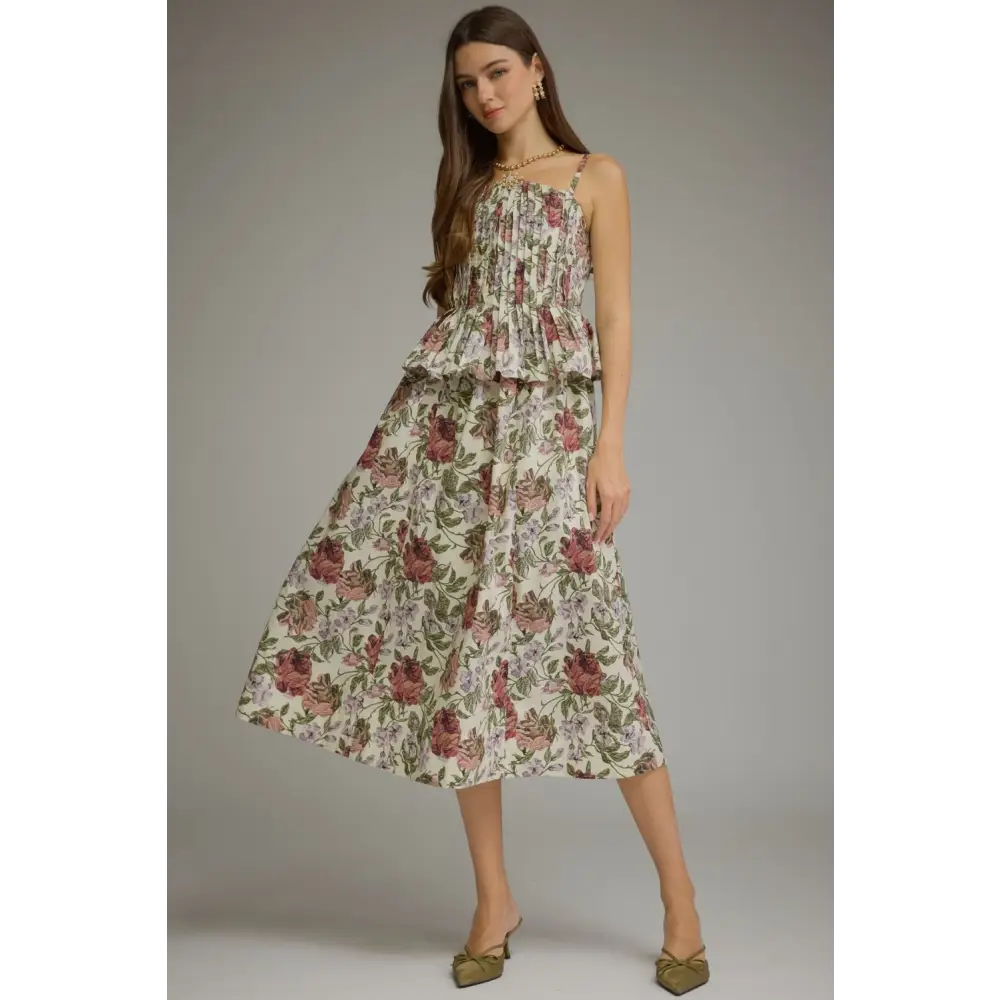 Floral Midi Dress - S - Dress