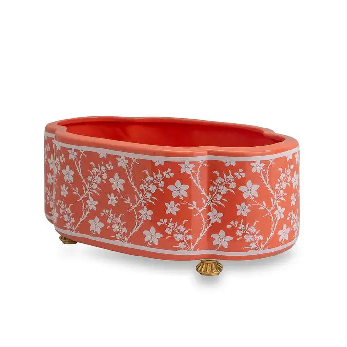 Floral Vine Coral Scallop Planter - Planter