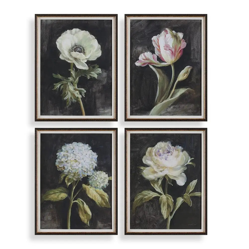 Florals on Black Framed Prints - Artwork