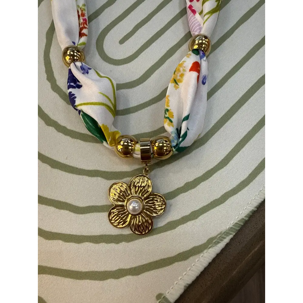 Flower Scarf Necklace - 1 - Necklace