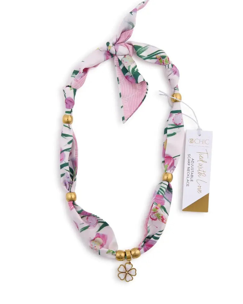 Flower Scarf Necklace - 1 - Necklace