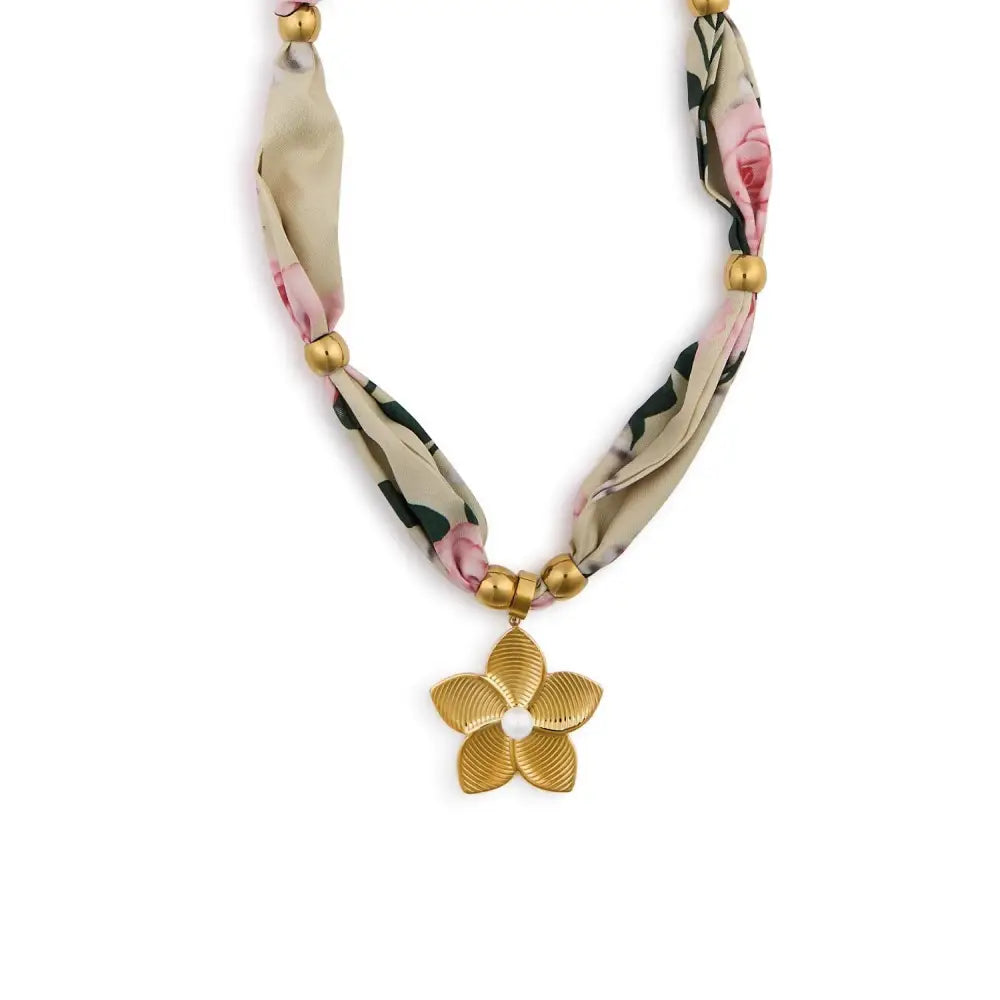 Flower Scarf Necklace - 4 - Necklace