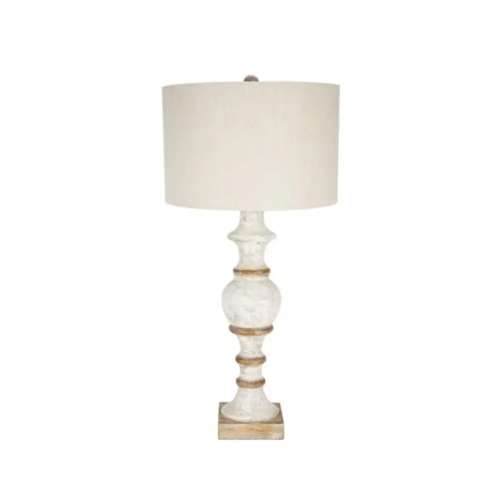French White & Gold Accent Lamp - Table Lamp
