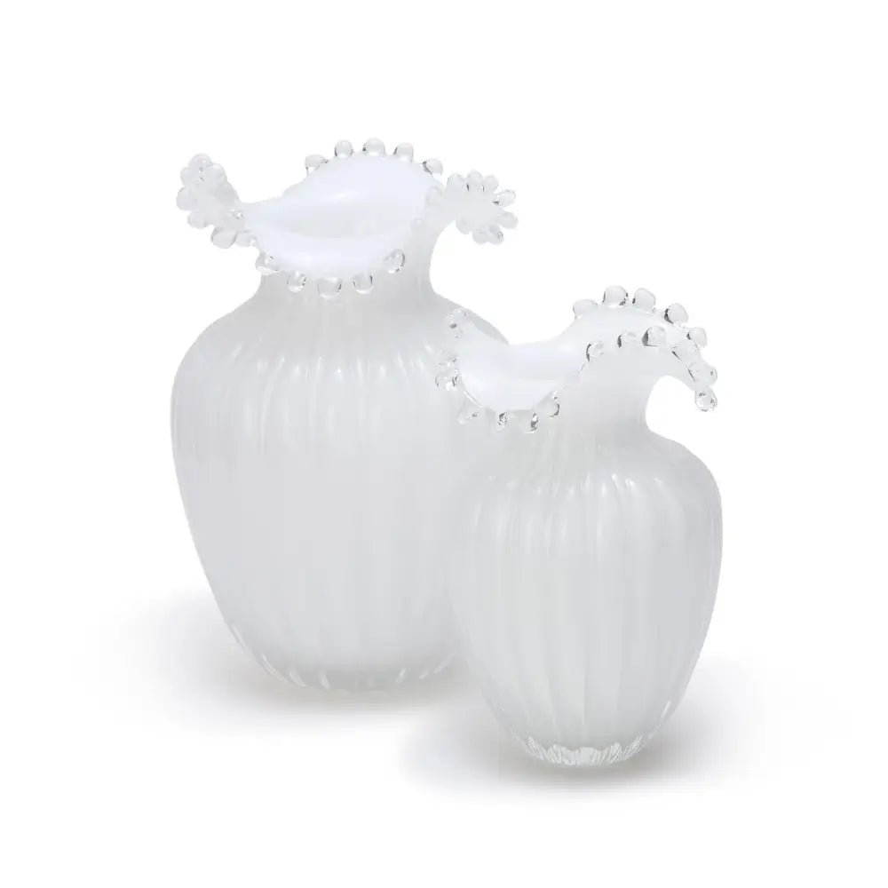 Glass Pearl White Vase - Large - Vases