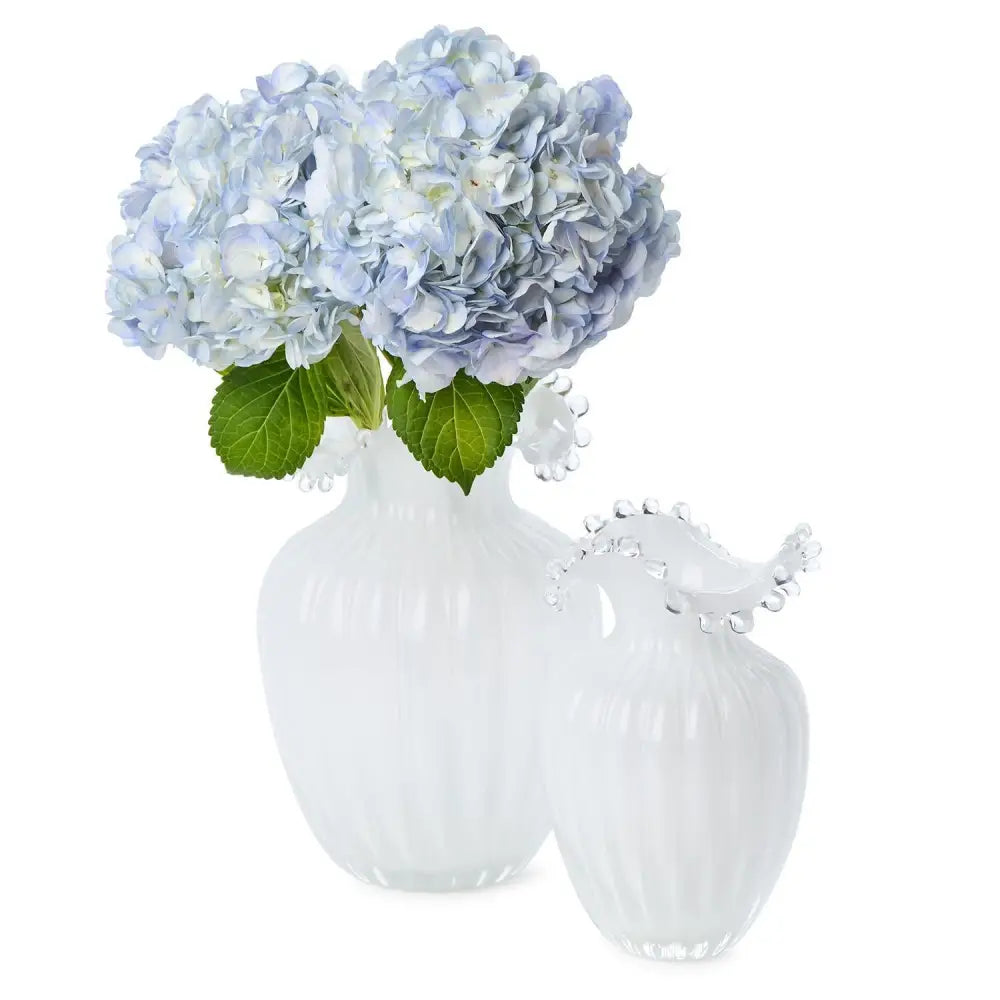 Glass Pearl White Vase - Medium - Vases